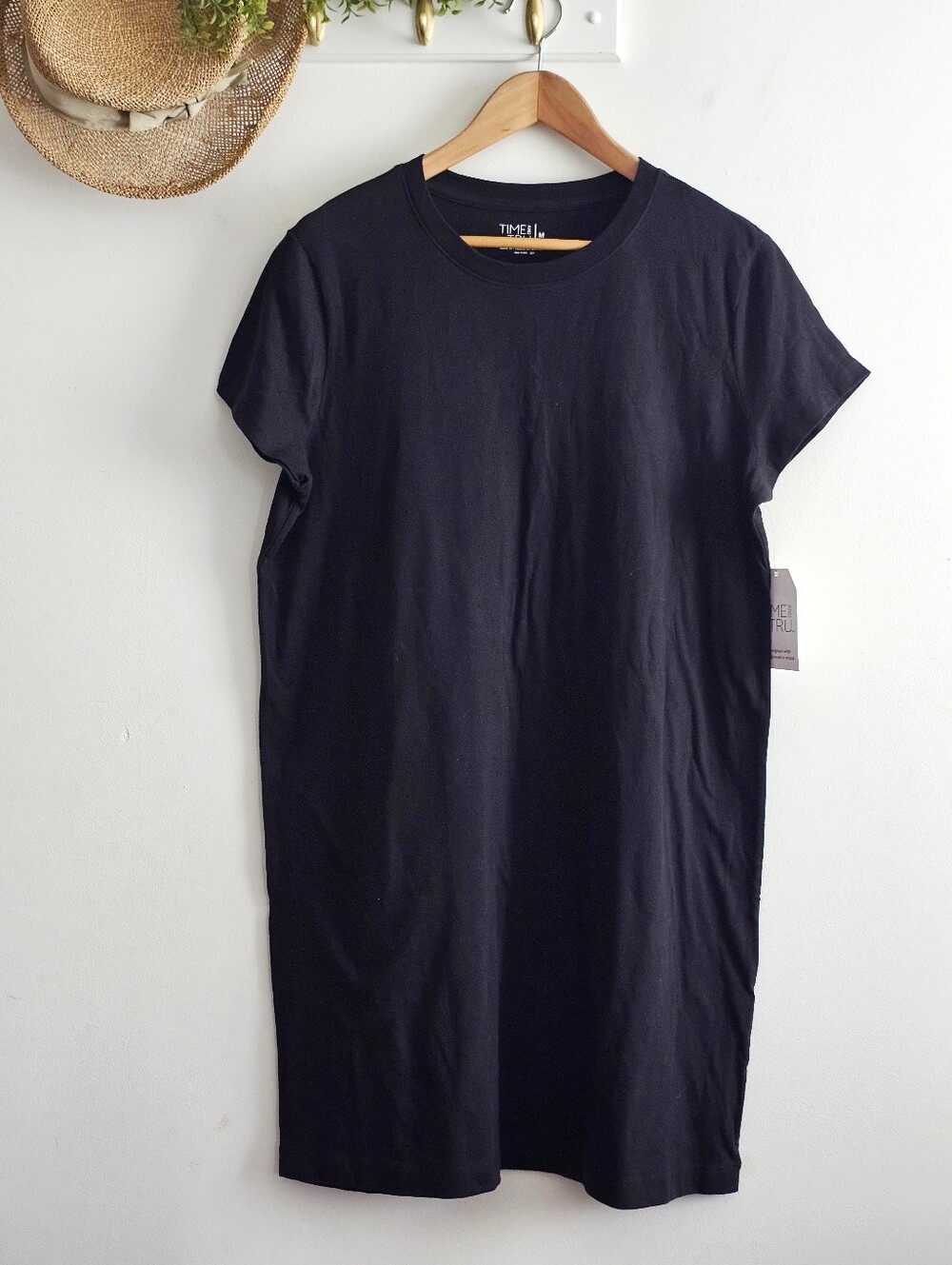 Time and Tru Women’s Black T-Shirt Dress Size M 8-10 NWT Cotton Casual